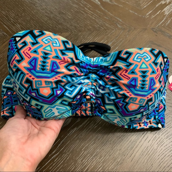 Xhilaration blue/turquoise Aztec print bikini top - Picture 3 of 6